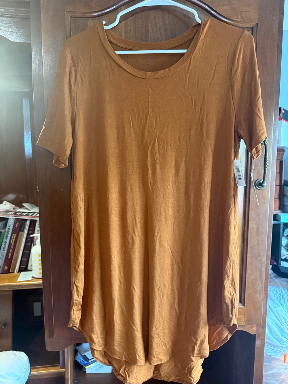 Daily Ritual Rust Short Sleeve Scoop Neck Tunic